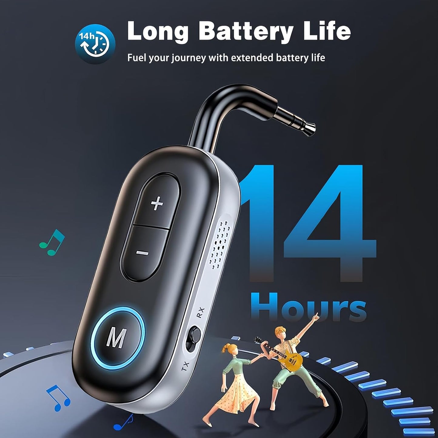 JOINUS Bluetooth Transmitter and Receiver for Headphones, 3.5mm Aux Adapter for TV, Car, and Home Stereo