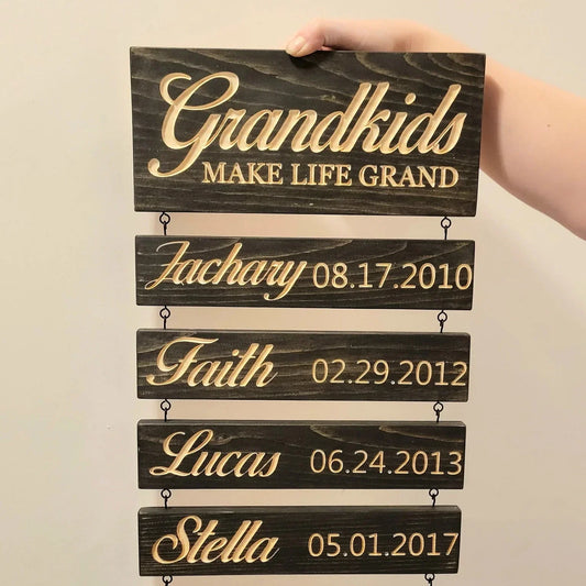 Gegraveerd Uithangbord voor Kleinkinderen - Gepersonaliseerd Familie Aandenken