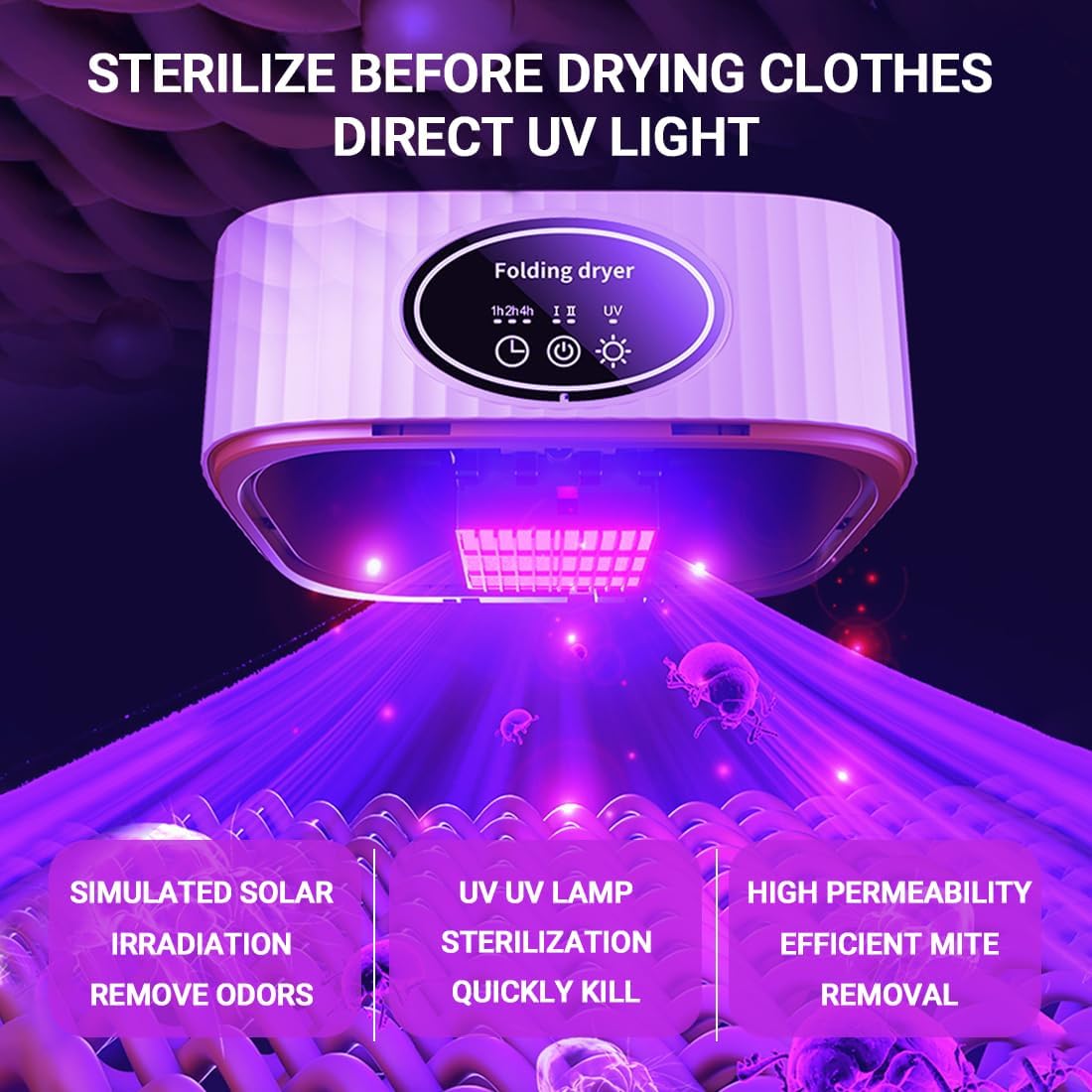 Draagbare Wasdroger 1200W met Timer en Waszak - Compacte Elektrische Droger voor Thuis en Reizen (Sakura Roze)