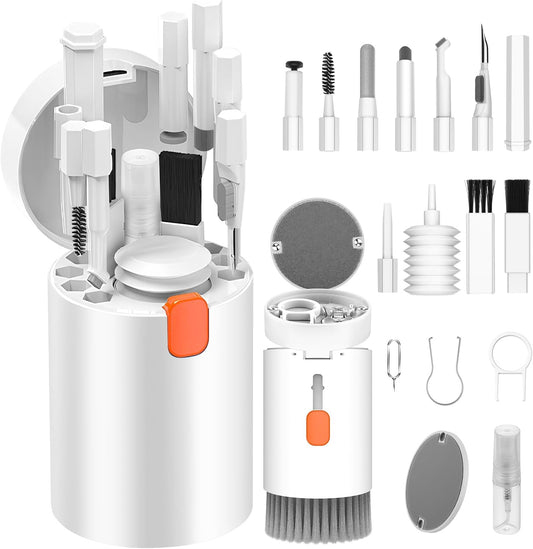 VICHYIE 20-in-1 toetsenbord-reinigingsset met borstel, hoofdtelefoonreinigingsset voor AirPods 1/2/3/Pro, pc-reinigingsset, accessoires voor laptop, mobiele telefoons, toetsenbord, oordopjes, camera