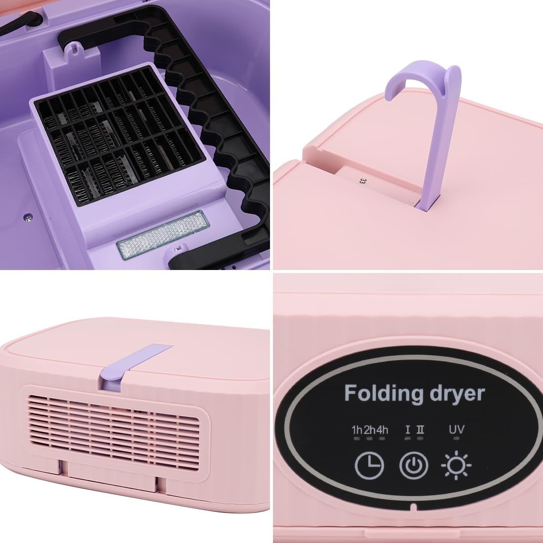 Draagbare Wasdroger 1200W met Timer en Waszak - Compacte Elektrische Droger voor Thuis en Reizen (Sakura Roze)