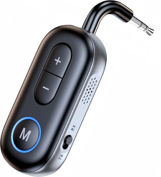 JOINUS Bluetooth Transmitter Receiver for Headphones or BT Devices, Bluetooth Wireless Transmitter for Headphones, 3.5mm Aux Audio Jack Adapter for in-Flight TV Car Home Stereo System