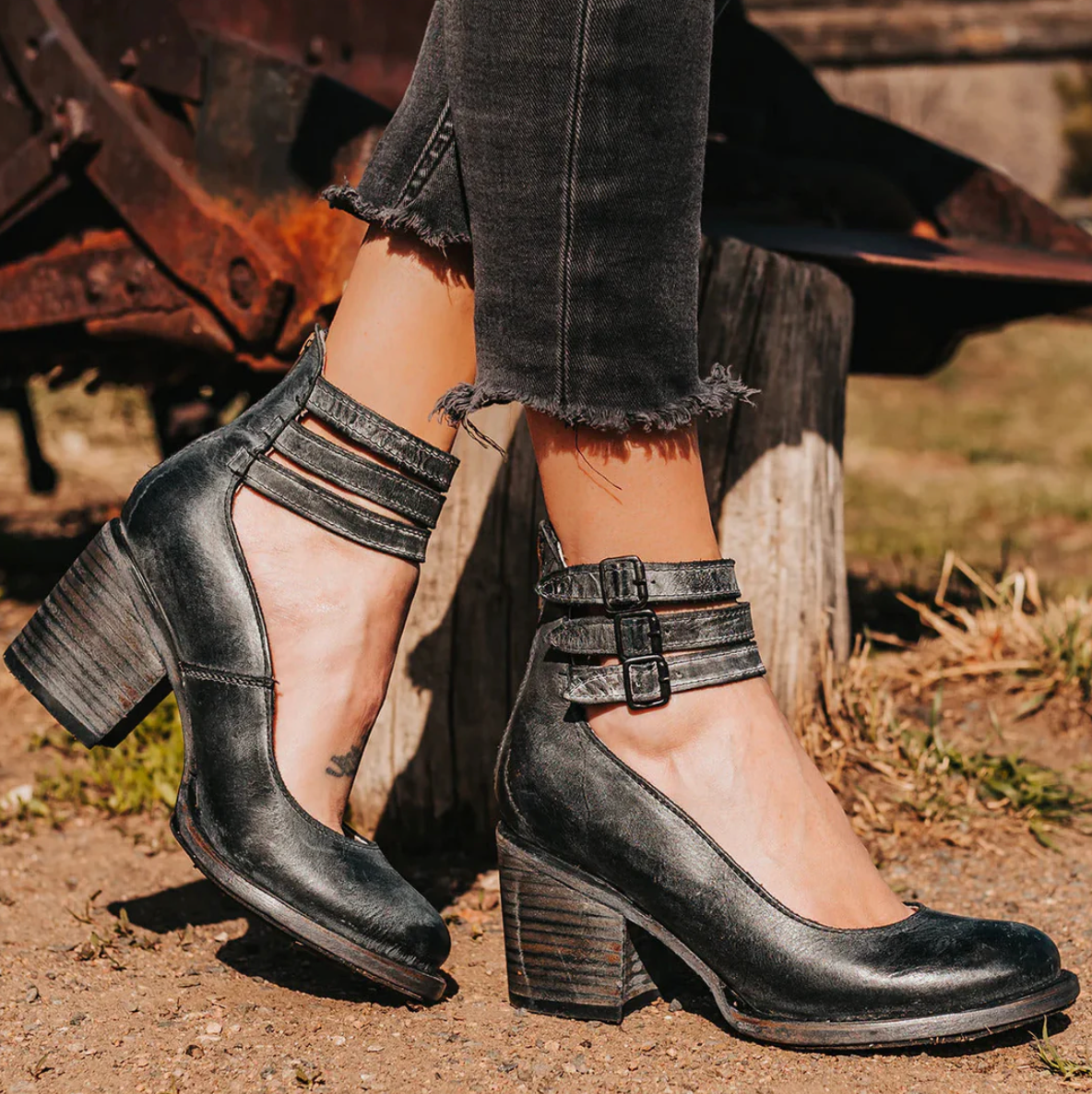 Terezia | Vintage Elegance Leren Hakken